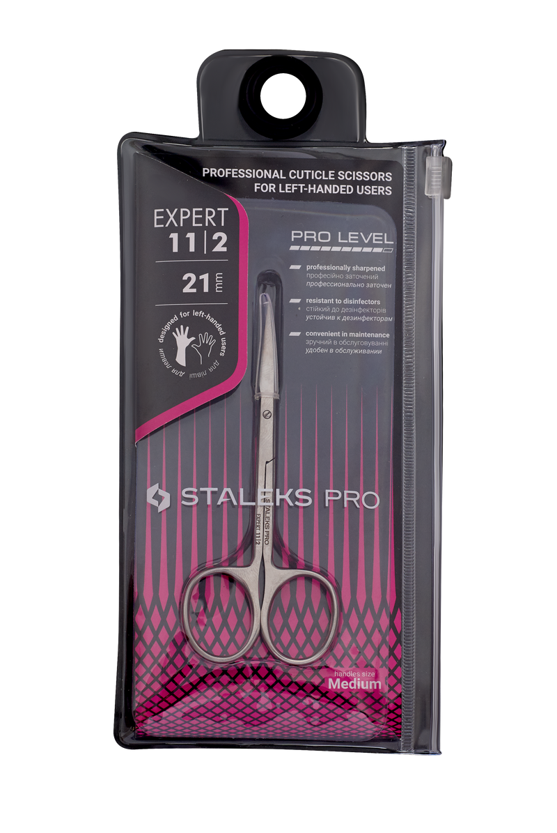 STALEKS PRO Left handed cuticle scissors in package
