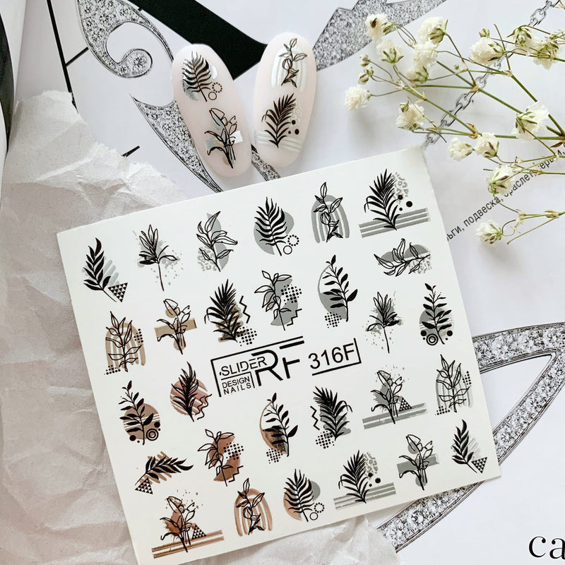 Slider.RF Silver leaf decals for fall nail art