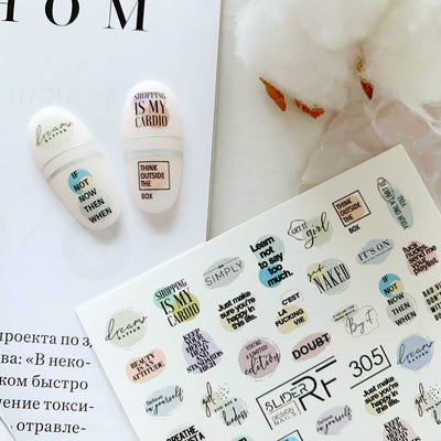 Slider.RF Word waterslide nail decals for a Russian manicure