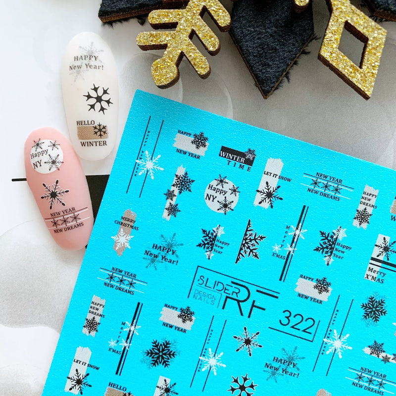 Slider.RF Holiday snowflake decals for nail art