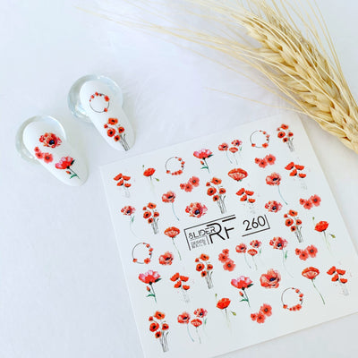 Slider.RF Red flower nail decals for Russian manicure