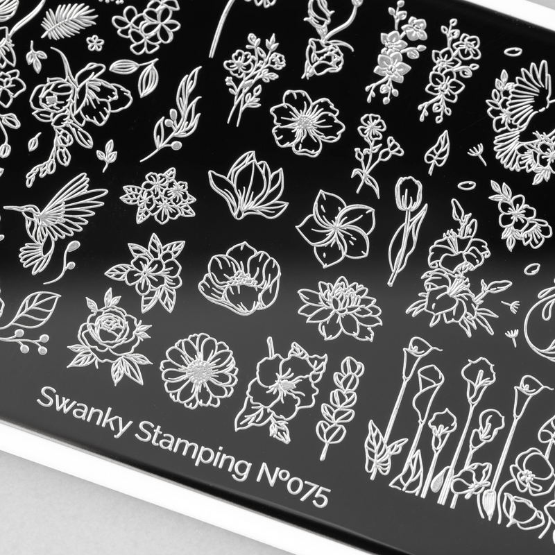 Swanky Stamping plates with flowers and birds