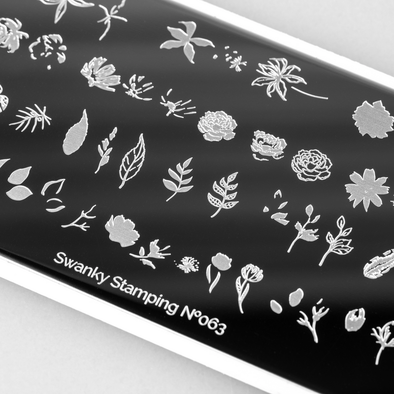 Swanky Stamping flower stamping plate 063 for manicures and pedicures
