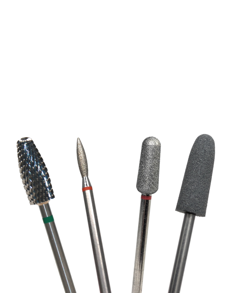 Carbide, diamond bit and buffer nail drill bits for manicures and pedicures