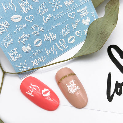 Valentines day love nail decals and sliders for manicure