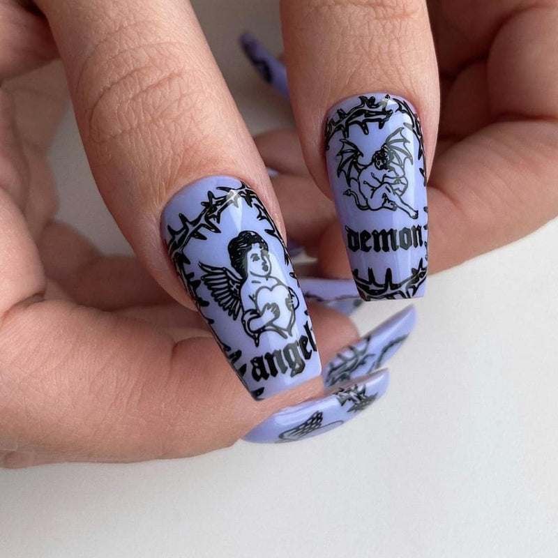 Swanky Stamping angel and demons nail stamping plates for manicure art