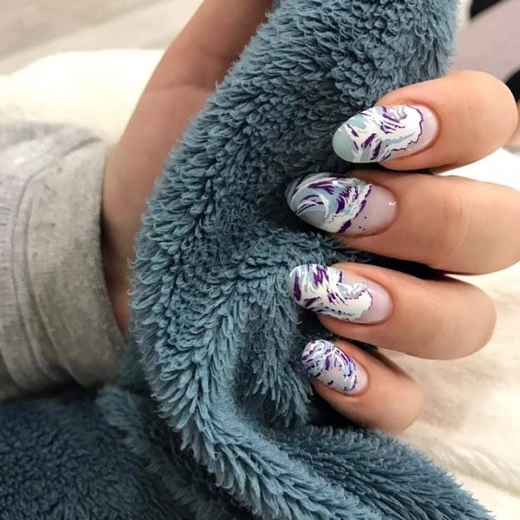 Manicure with Swanky Stamping plates with waves