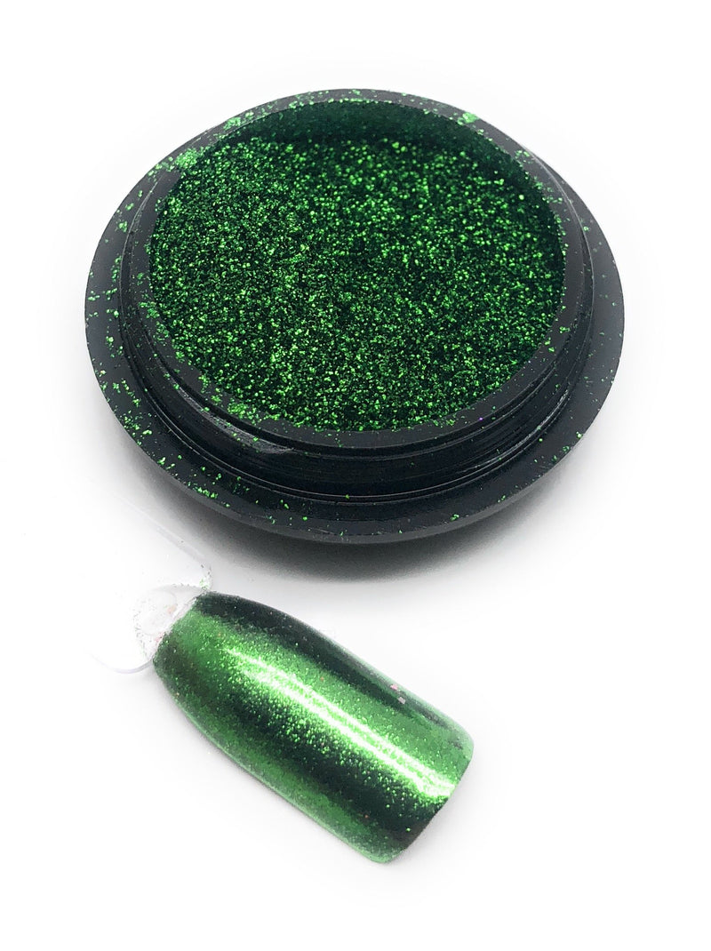Green nail art powder for manicures and pedicures