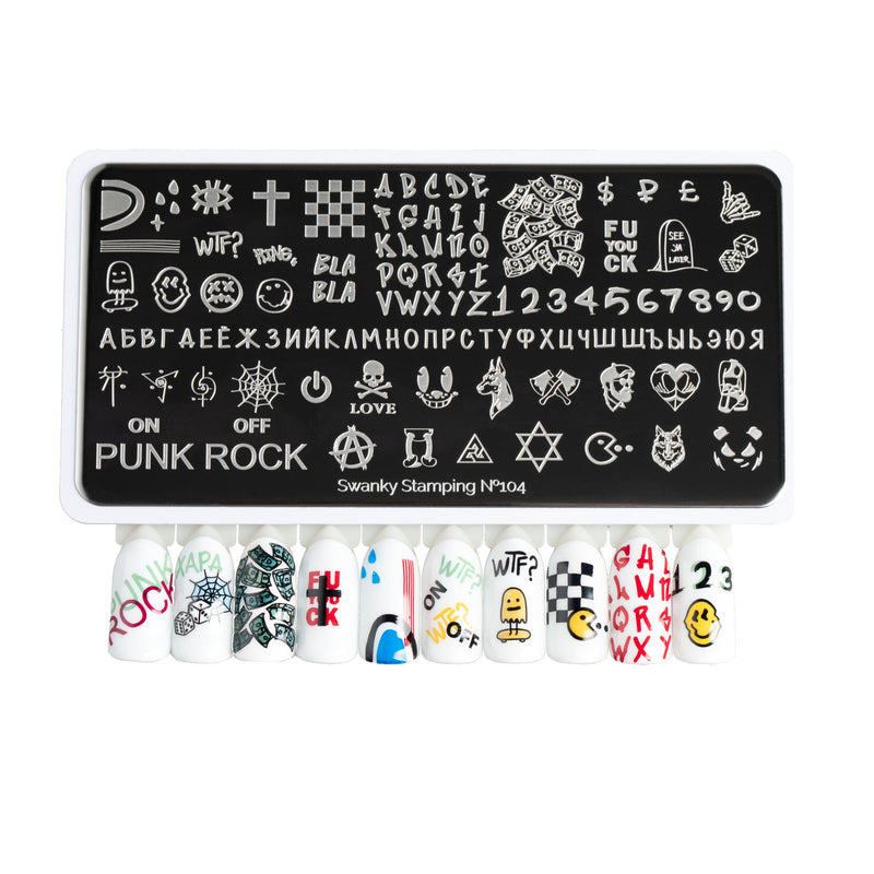 Swanky Stamping nail stamping plates Russian English alphabet 104