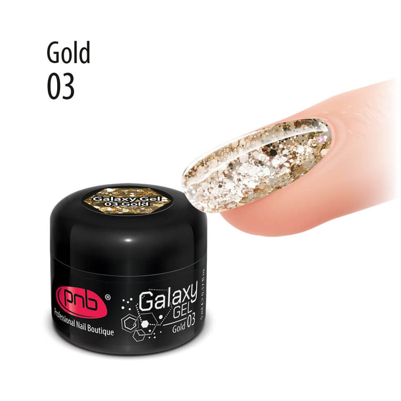 PNB gold glitter gel nail polish for Russian manicure