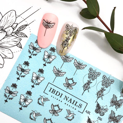 Geometric butterfly nail decals and sliders for manicures and pedicures