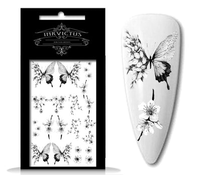 INKVICTUS butterfly and flower waterslide nail decals for manicures and pedicures