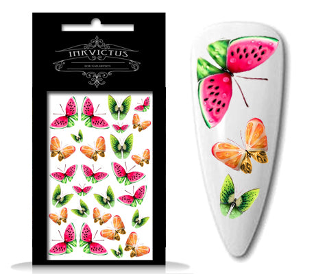 INKVICTUS watermelon fruit butterfly nail decals