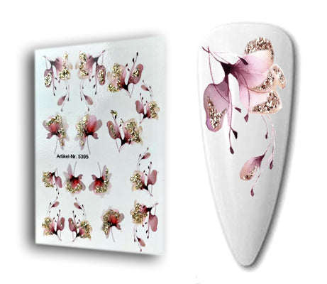 INKVICTUS Flower waterslide nail decals with glitter