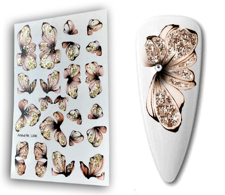 INKVICTUS Glitter flower waterslide nail decals for manicures and pedicures
