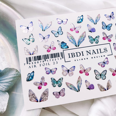 Foil butterfly nail decals for manicures and pedicures