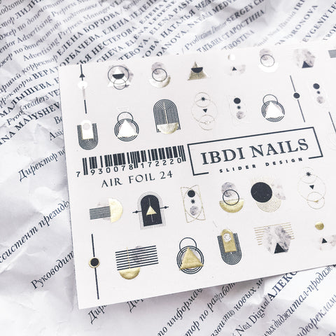 IBDI Geometric foil nail decals for manicures and pedicures