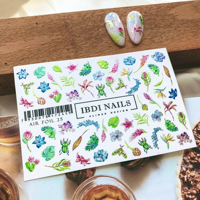 IBDI Leaf and butterfly waterslide nail decals
