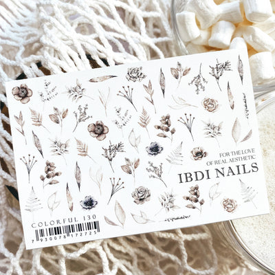 IBDI Leaf and flower nail decals for manicures and pedicures