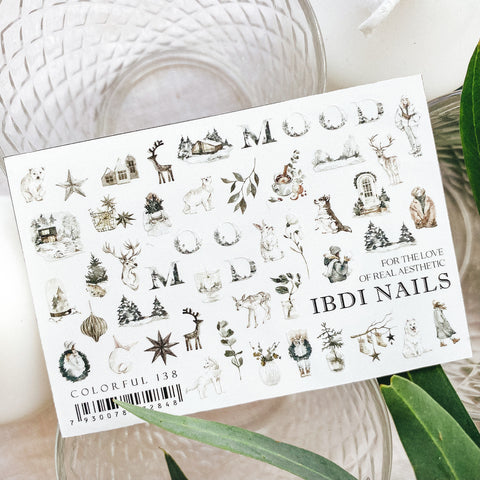 IBDI Winter and Christmas waterslide nail decals for manicure and pedicure nail art