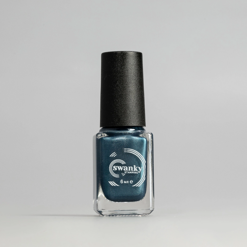 Blue grey metallic nail polish for stamping plates