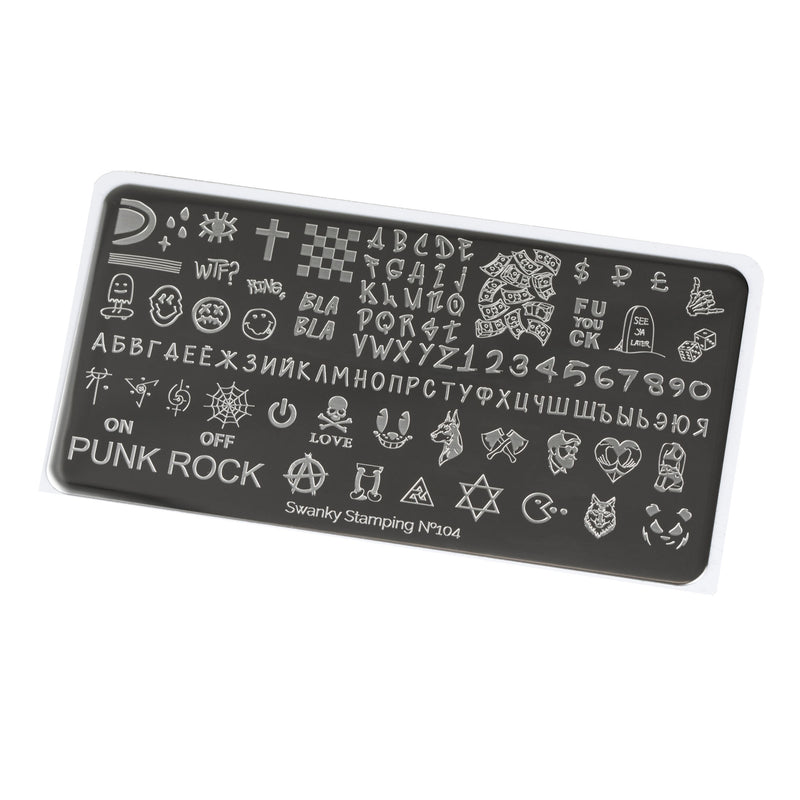 Swanky Stamping nail stamping plates Russian English alphabet 104