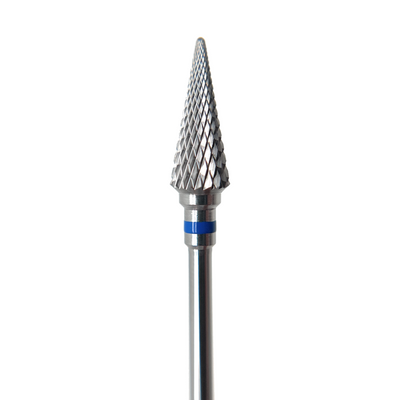 Pointed cone, Medium grit, carbide nail drill bits for a Russian manicure, used during gel nail polish removal