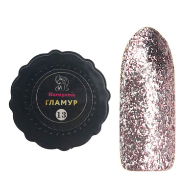 Haruyama glamour pink glitter gel nail polish for a Russian manicure