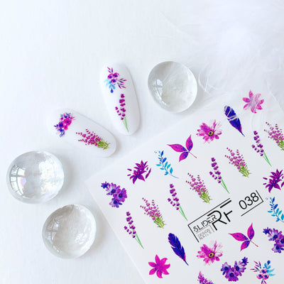 Slider.RF Lavender waterslide nail decals for manicures and pedicures 
