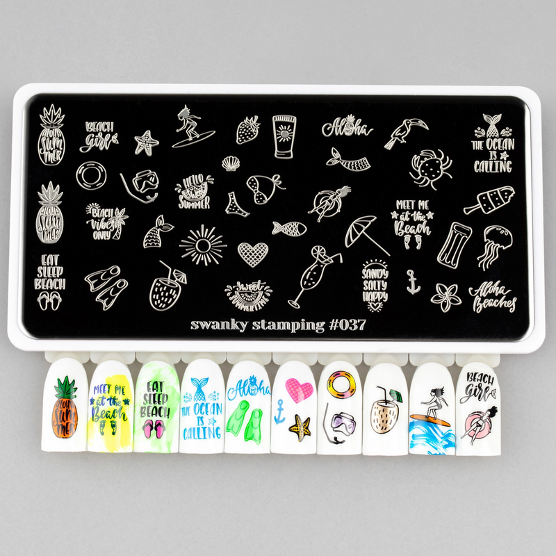 Swanky Stamping beach nail stamping plates for manicures and pedicures