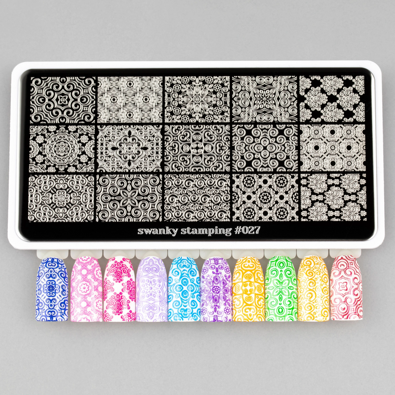 Swanky Stamping plate with patterned designs for nail art