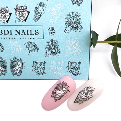 Cool wolf and lion animal nail decals and sliders